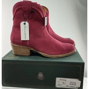 Buck & Brana Casey Pink Leather Western Ankle Boots Womens 8.5 NWT